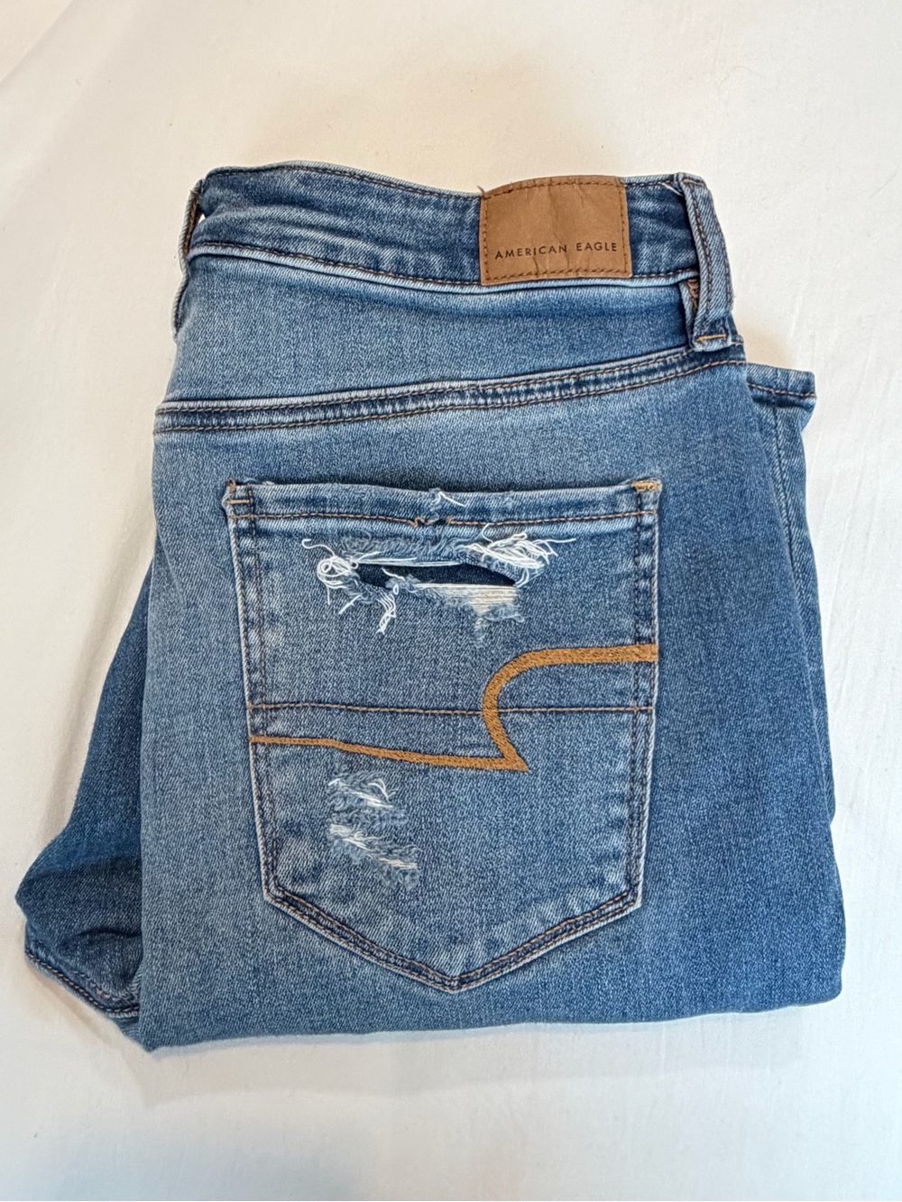 American Eagle Outfitters Women's Light Blue Skinny Distressed Jeans